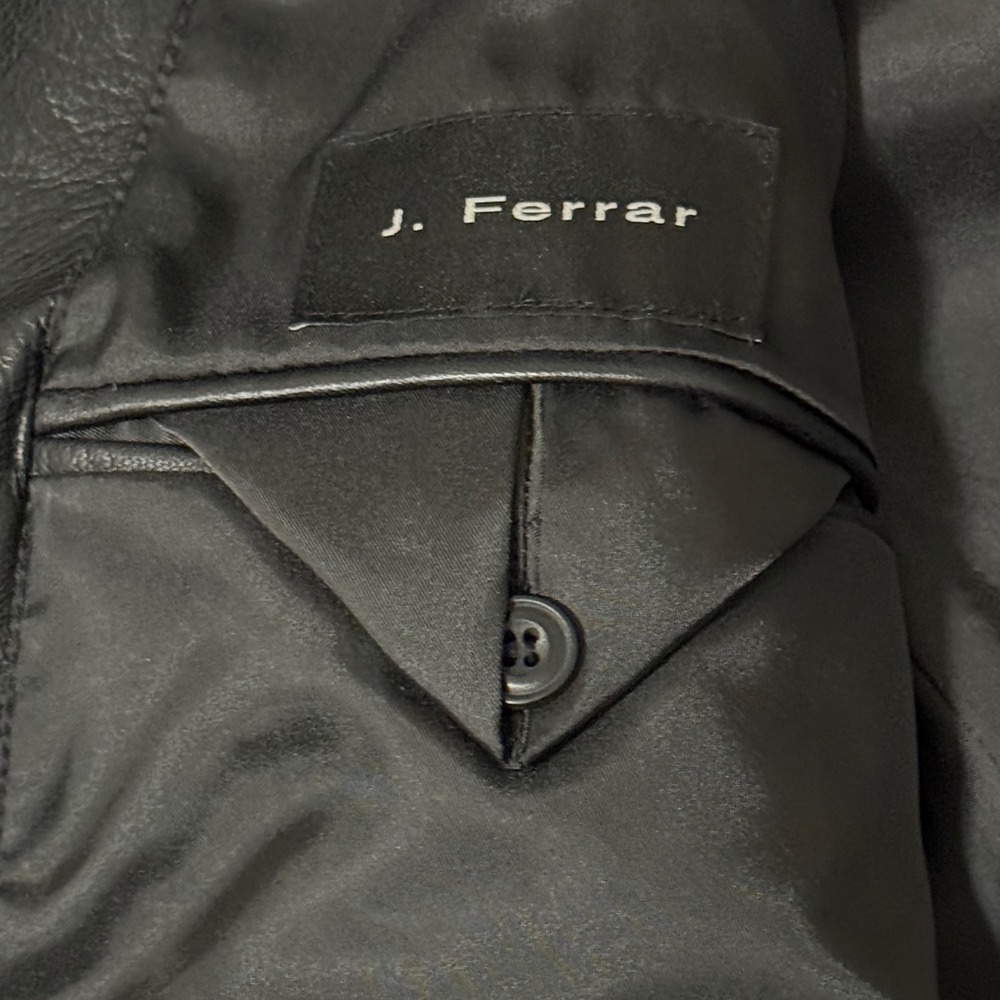 J Ferrar Mens Black Genuine Leather Blazer Jacket 3 Button Lined - Picture 4 of 8